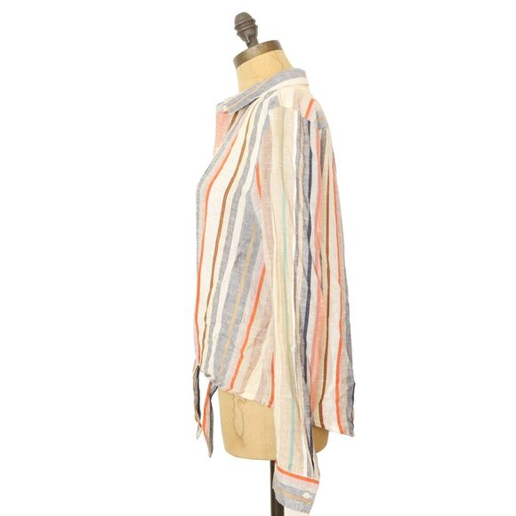 HARPER Stripe Button Up Long Sleeve Shirt S Multicolor Tie Front Top EUC B44 - Picture 4 of 5